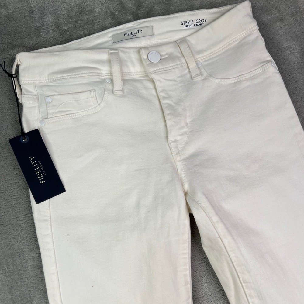 Fidelity Stevie‎ Crop Jeans Womens 25 White Skinny Straight Stretch Made in USA